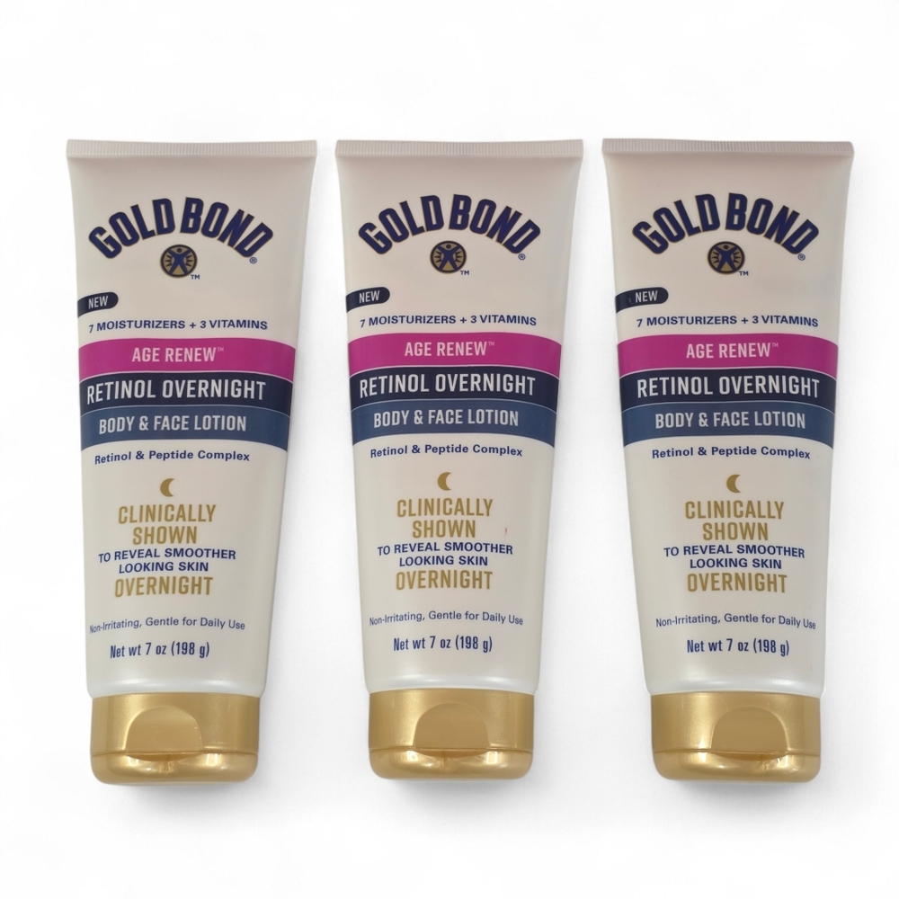 Gold Bond Age Renew Retinol Overnight Lotion 7oz 3 Pack Anti Aging Skincare